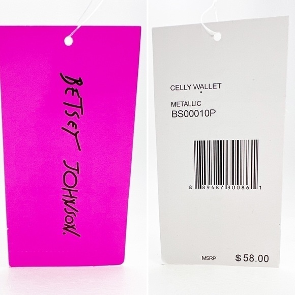 Betsey Johnson Celly Wallet Metallic Gold/Platinum Wristlet New in Gift Box NWT - Picture 8 of 11